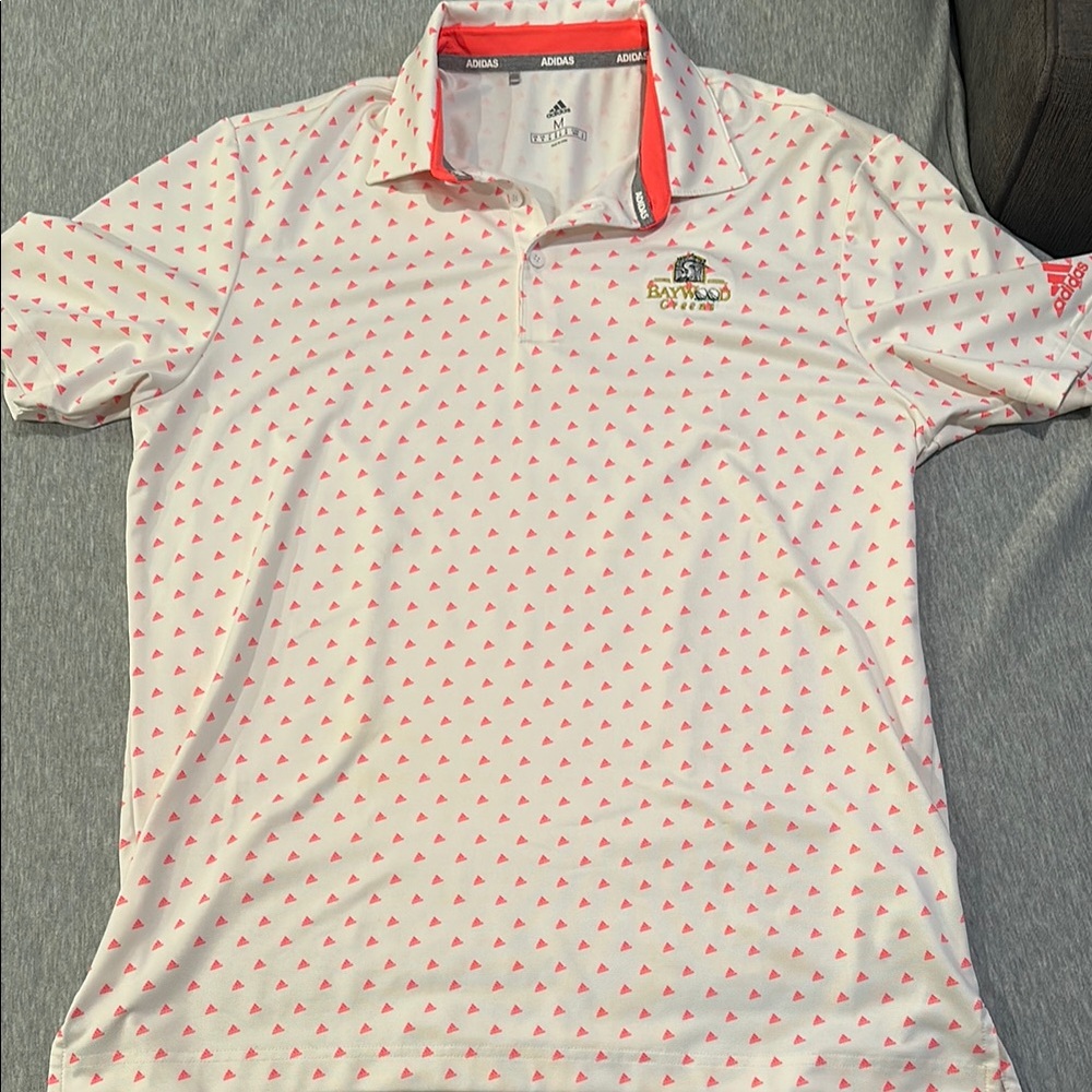Adidas White and Pink Men's Polo Shirt